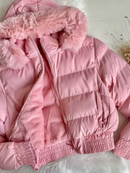 Jaqueta Puffer Feminina Cropped Curta Impermeável Bobojaco Pelúciada Casaco Frio Inverno Quentinha
