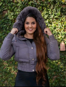 Jaqueta Puffer Feminina Cropped Curta Impermeável Bobojaco Pelúciada Casaco Frio Inverno Quentinha