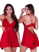 Camisola Sexy Bailarina Renda Costa Nua Babado Fenda Sem Bojo Roupa Dormir Lingerie Linha Noite