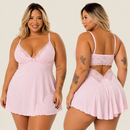 Camisola Sensual Renda Decote Costas Roupa de Dormir Lindas Cores Giovana