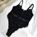 Body Pandora em Renda Sofisticada com Transparência Decote V Elegante Feminino P M G GG