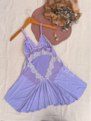 Camisola Sexy Bailarina Renda Costa Nua Babado Fenda Sem Bojo Roupa Dormir Lingerie Linha Noite