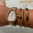 Kit Relogio Com Pulseira e bracelete Dourado e Prata Kit de Luxo Conforto Moda Blogueira