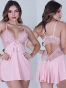 Camisola Sexy Bailarina Renda Costa Nua Babado Fenda Sem Bojo Roupa Dormir Lingerie Linha Noite