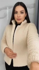 Casaco Feminino Pelucia Blusa de Frio Gola Alta Sem Capuz