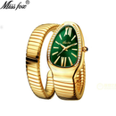Missfox Moda Feminina Personalidade Cabeça De Cobra Pulseira De Aço Inoxidável Diamante Forma Feminino
