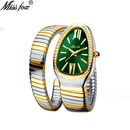 Missfox Moda Feminina Personalidade Cabeça De Cobra Pulseira De Aço Inoxidável Diamante Forma Feminino