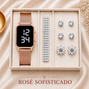 Kit Feminino com Relógio LED + Pulseira e Brinco