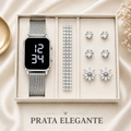 Kit Feminino com Relógio LED + Pulseira e Brinco