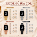Kit Feminino com Relógio LED + Pulseira e Brinco – Estilo, Elegância e Presente Perfeito