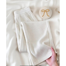 Calça Pantalona Feminino Cintura Alta Tecido Canelado Com Bolso